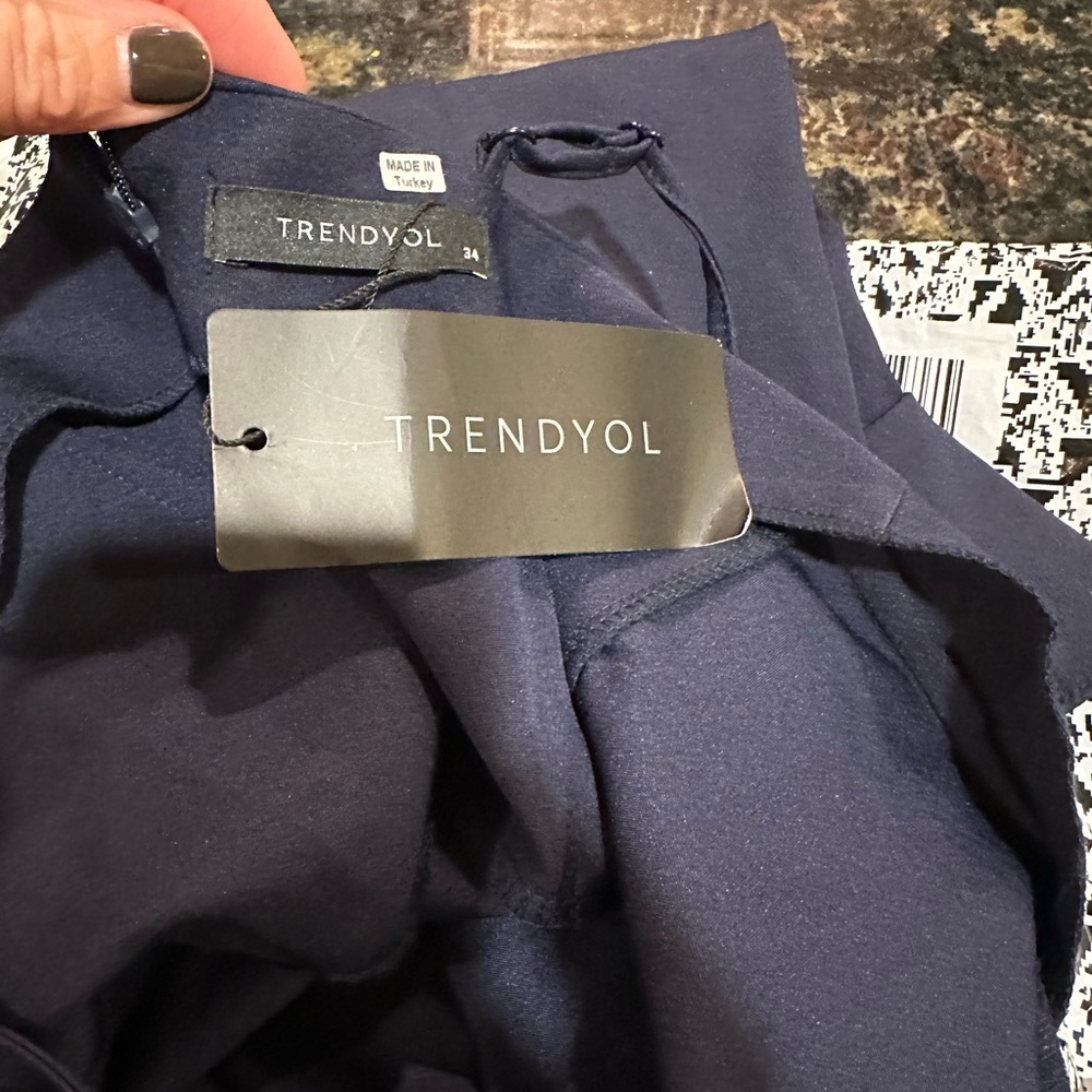 ASOS Trendyol navy cami mini dress XS size 2 - Picture 2 of 5